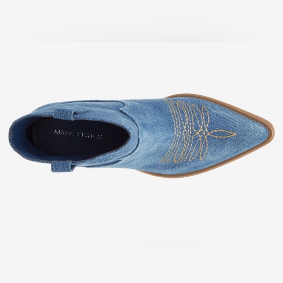 NWOT: Marc Fisher Gidden Denim Cowboy Bootie - Size 7.5 - Picture 4 of 7